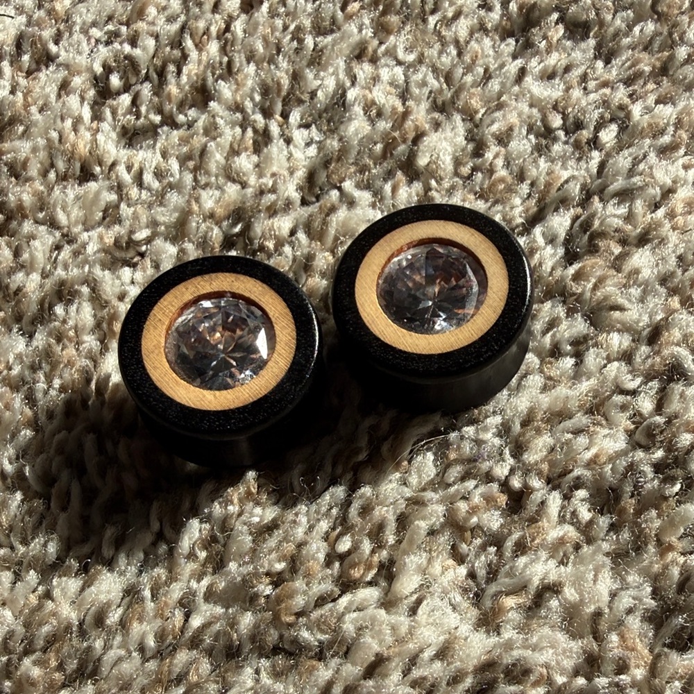 Elegant Black and ivory wooden and cz omerica organic plugs